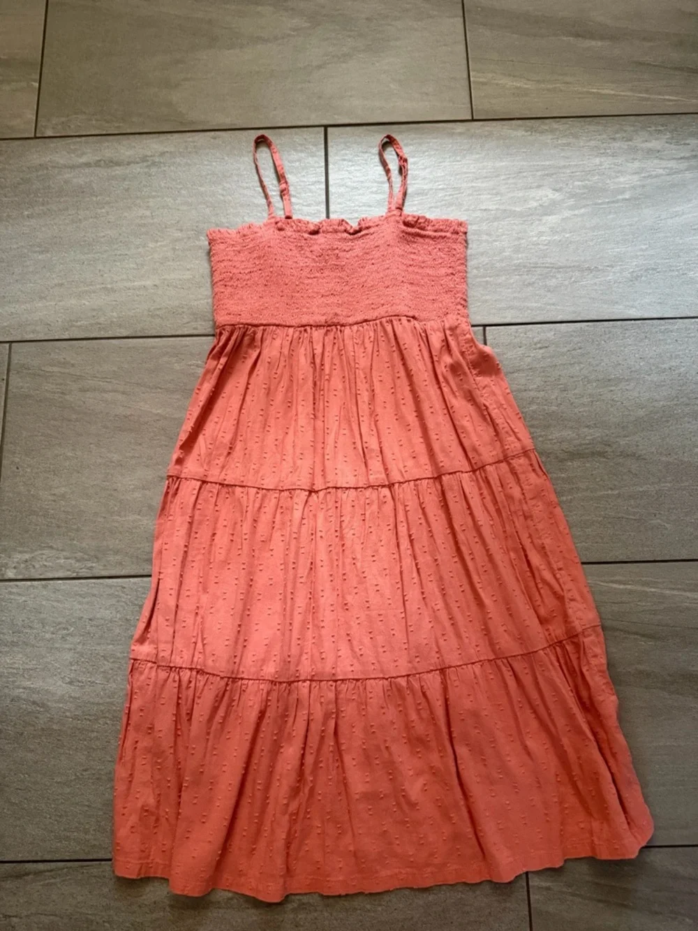 Old Navy Coral Smocked Tiered Dress